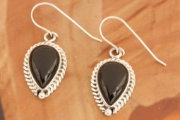 Genuine Black Onyx Sterling Silver Earrings